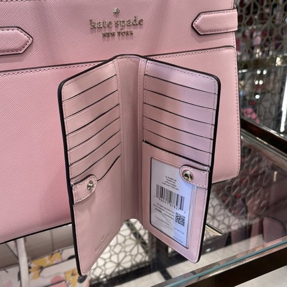 Kate Spade Staci Medium Satchel & Staci Large Slim Bifold Wallet Chalk Pink - Picture 11 of 16